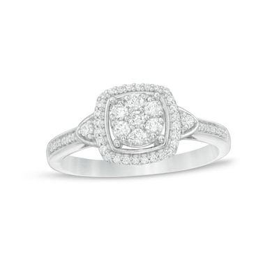 0.33 CT. T.W. Composite Diamond Frame Engagement Ring in 10K White Gold