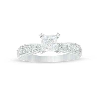 1.00 CT. T.W. Princess-Cut Diamond Engagement Ring in 14K White Gold