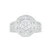 0.95 CT. T.W. Baguette and Round Composite Diamond Frame Engagement Ring in 14K White Gold