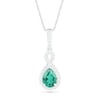 Pear-Shaped Lab-Created Emerald and White Sapphire Infinity Drop Pendant in Sterling Silver