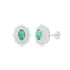 Thumbnail Image 2 of Oval Lab-Created Emerald and White Sapphire Ornate Double Frame Vintage-Style Stud Earrings in Sterling Silver