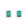 Emerald-Cut Lab-Created Emerald and White Sapphire Bar Frame Stud Earrings in Sterling Silver