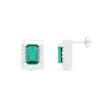 Thumbnail Image 1 of Emerald-Cut Lab-Created Emerald and White Sapphire Bar Frame Stud Earrings in Sterling Silver