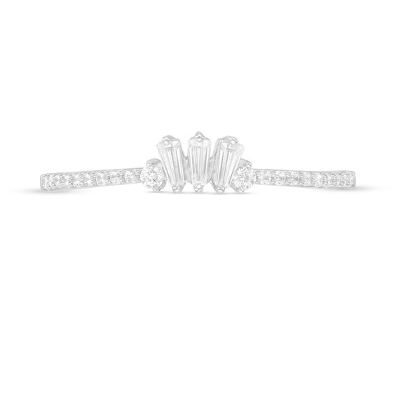 0.20 CT. T.W. Baguette and Round Diamond Contour Wedding Band in 14K White Gold