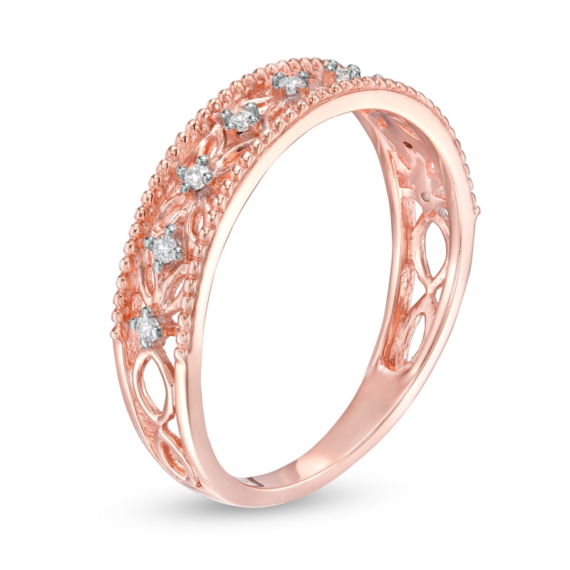 0.065 CT. T.W. Diamond Ornate Wedding Band in 10K Rose Gold|Peoples Jewellers