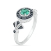 Thumbnail Image 1 of 5.0mm Lab-Created Emerald and 0.146 CT. T.W. Black Enhanced Diamond Frame Vintage-Style Ring in Sterling Silver