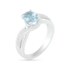 Thumbnail Image 5 of Oval Aquamarine and 0.086 CT. T.W. Diamond Bypass Split Shank Bridal Set in Sterling Silver