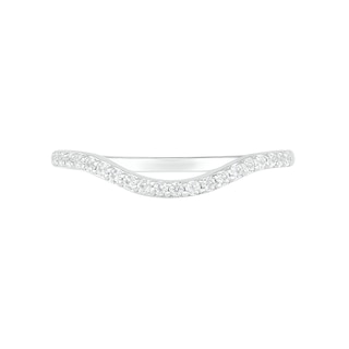 7.0mm Lab-Created White Sapphire Geometric Pointed Split Shank Bridal Set in Sterling Silver