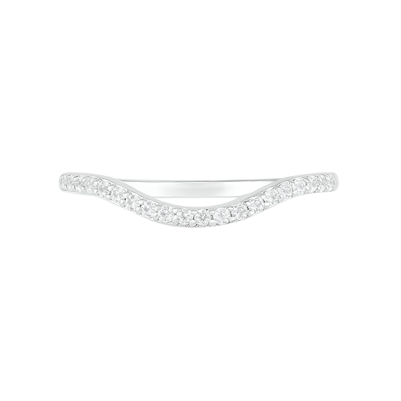 7.0mm Lab-Created White Sapphire Geometric Pointed Split Shank Bridal Set in Sterling Silver