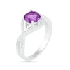 Thumbnail Image 1 of 7.0mm Amethyst and White Lab-Created Sapphire Frame Evil Eye Twist Shank Ring in Sterling Silver