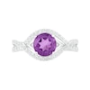 Thumbnail Image 2 of 7.0mm Amethyst and White Lab-Created Sapphire Frame Evil Eye Twist Shank Ring in Sterling Silver