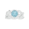 Thumbnail Image 2 of 7.0mm Aquamarine and 0.37 CT. T.W. Diamond Bypass Leaf Shank Bridal Set in 10K White Gold
