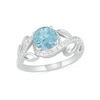 Thumbnail Image 3 of 7.0mm Aquamarine and 0.37 CT. T.W. Diamond Bypass Leaf Shank Bridal Set in 10K White Gold