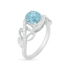 Thumbnail Image 5 of 7.0mm Aquamarine and 0.37 CT. T.W. Diamond Bypass Leaf Shank Bridal Set in 10K White Gold