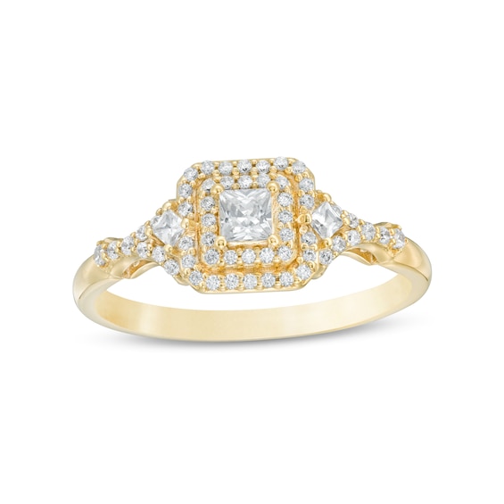 0.30 CT. T.W. Princess-Cut Diamond Double Frame Engagement Ring in 14K Gold