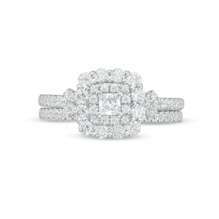 0.70 CT. T.W. Princess-Cut Diamond Frame Bridal Set in 14K White Gold