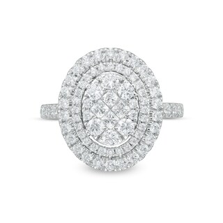 1.45 CT. T.W. Princess-Cut and Round Composite Diamond Engagement Ring in 14K White Gold