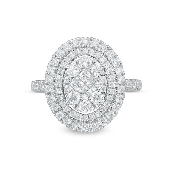 1.45 CT. T.W. Princess-Cut and Round Composite Diamond Engagement Ring in 14K White Gold