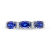 Thumbnail Image 3 of Oval Lab-Created Blue Sapphire and Baguette Diamond Accent Three Stone Ring in Sterling Silver