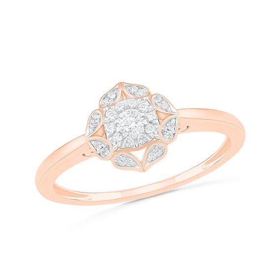 0.29 CT. TW. Diamond Flower Frame Bridal Set in 10K Rose Gold