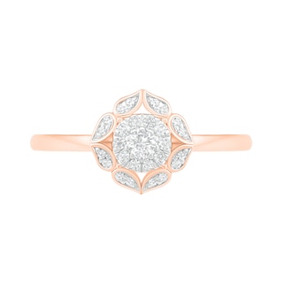 0.29 CT. TW. Diamond Flower Frame Bridal Set in 10K Rose Gold