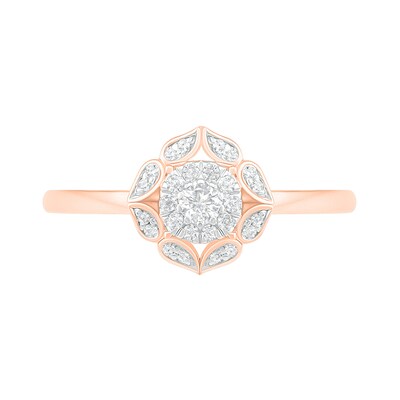 0.29 CT. TW. Diamond Flower Frame Bridal Set in 10K Rose Gold