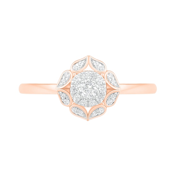 0.29 CT. TW. Diamond Flower Frame Bridal Set in 10K Rose Gold