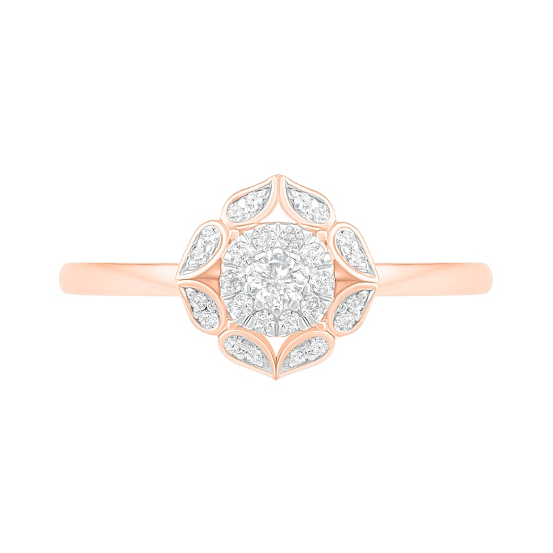 0.29 CT. TW. Diamond Flower Frame Bridal Set in 10K Rose Gold