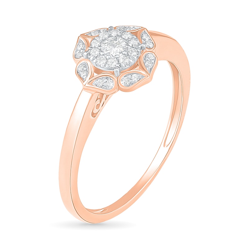 0.29 CT. TW. Diamond Flower Frame Bridal Set in 10K Rose Gold