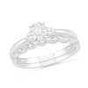 Thumbnail Image 1 of 0.23 CT. T.W. Diamond Vintage-Style Scallop Shank Bridal Set in Sterling Silver