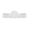 Thumbnail Image 3 of 0.23 CT. T.W. Diamond Vintage-Style Scallop Shank Bridal Set in Sterling Silver