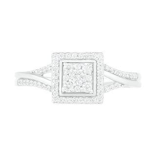 0.37 CT. T.W. Composite Diamond Square Frame Split Shank Bridal Set in 10K Gold