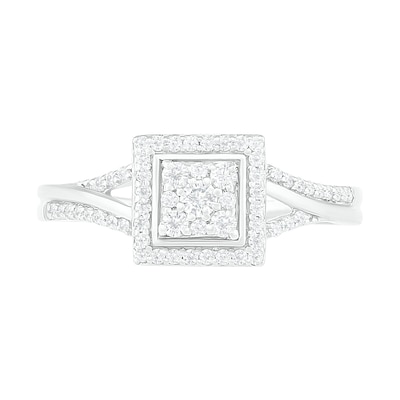 0.37 CT. T.W. Composite Diamond Square Frame Split Shank Bridal Set in 10K Gold