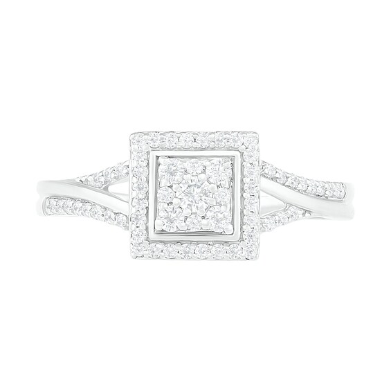 0.37 CT. T.W. Composite Diamond Square Frame Split Shank Bridal Set in 10K Gold