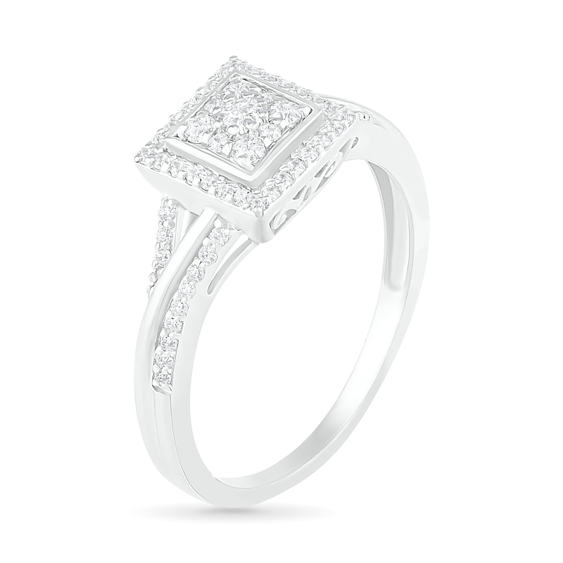 0.37 CT. T.W. Composite Diamond Square Frame Split Shank Bridal Set in 10K White Gold