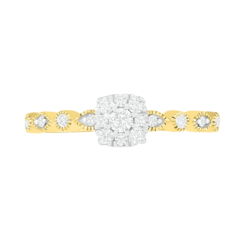 0.37 CT. T.W. Composite Diamond Vintage-Style Alternating Bridal Set in 10K Gold