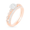 Thumbnail Image 1 of 0.37 CT. T.W. Composite Diamond Vintage-Style Alternating Bridal Set in 10K Rose Gold