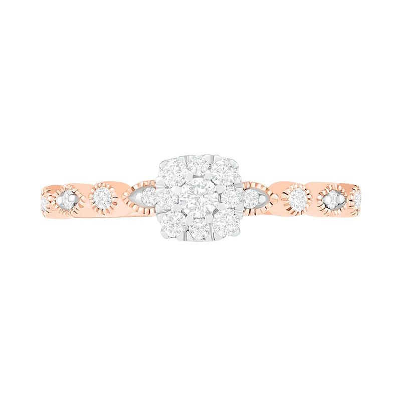 0.37 CT. T.W. Composite Diamond Vintage-Style Alternating Bridal Set in 10K Rose Gold