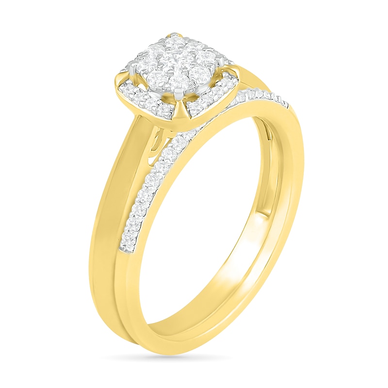 0.29 CT. T.W. Composite Diamond Cushion Frame Bridal Set in 10K Gold|Peoples Jewellers