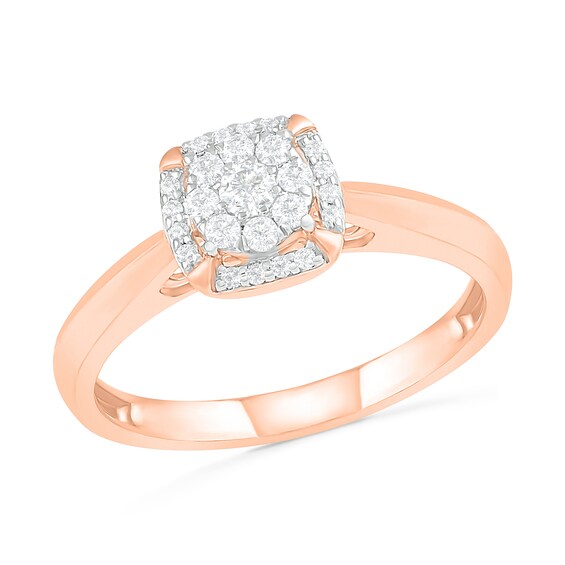 0.29 CT. T.W. Composite Diamond Cushion Frame Bridal Set in 10K Rose Gold