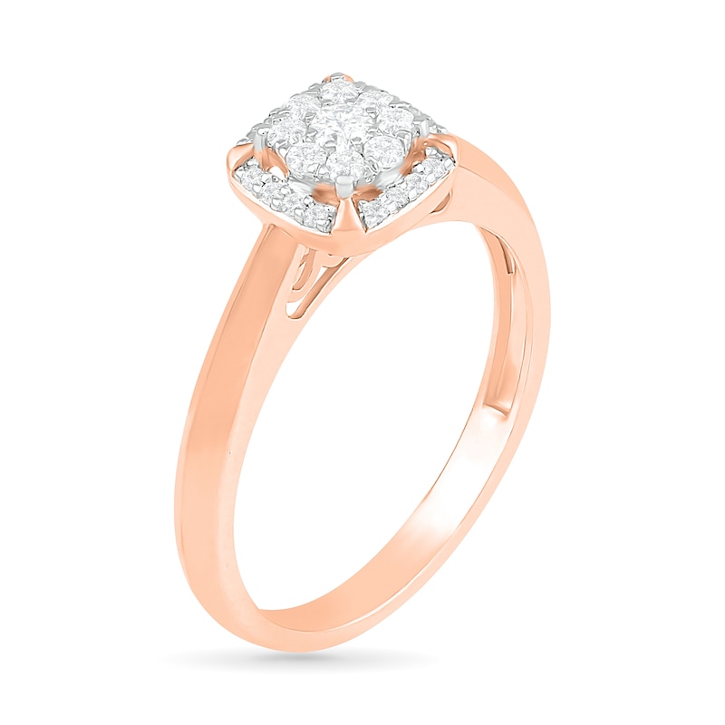 0.29 CT. T.W. Composite Diamond Cushion Frame Bridal Set in 10K Rose Gold