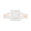 0.37 CT. T.W. Composite Diamond Square Frame Split Shank Bridal Set in 10K Rose Gold