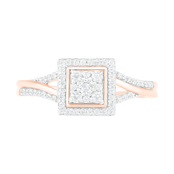 0.37 CT. T.W. Composite Diamond Square Frame Split Shank Bridal Set in 10K Rose Gold