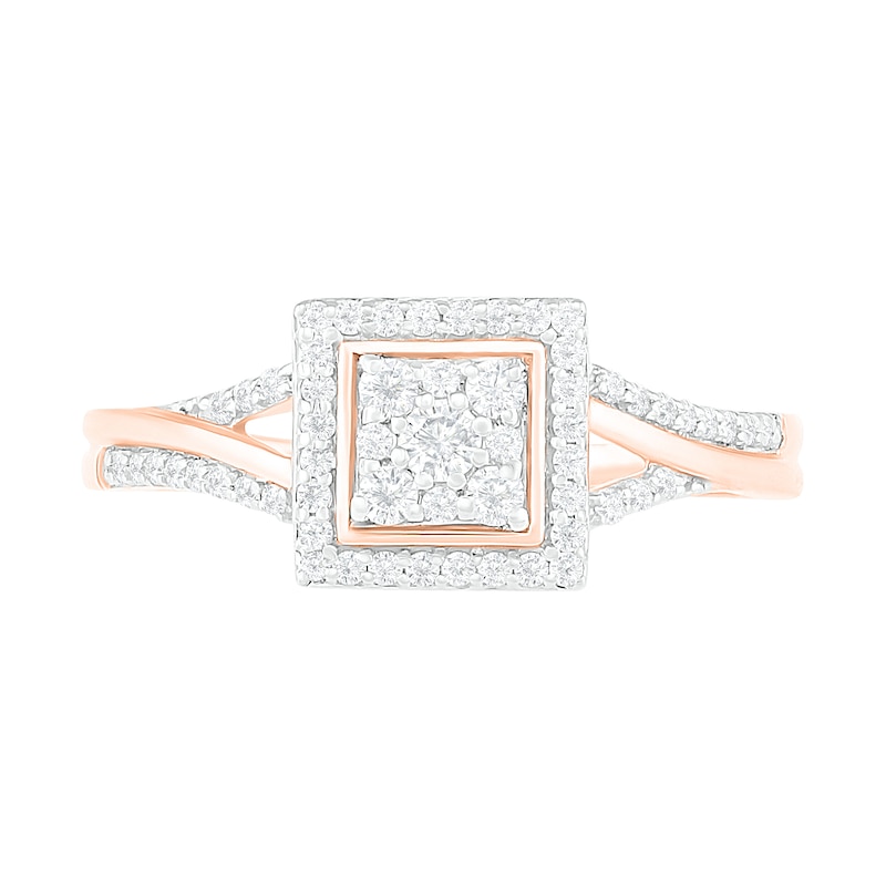 0.37 CT. T.W. Composite Diamond Square Frame Split Shank Bridal Set in 10K Rose Gold