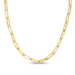 6.1mm Paper Clip Chain Necklace in Solid 14K Gold - 30&quot;