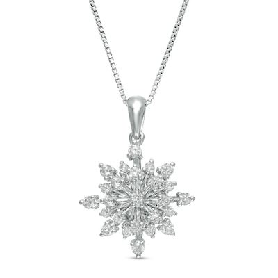 Marilyn Monroe™ Collection 0.45 CT. T.W. Diamond Starburst Pendant in 10K White Gold