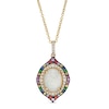 Thumbnail Image 1 of EFFY™ Collection Oval Opal, Multi-Gemstone and 0.15 CT. T.W. Diamond Double Frame Pendant in 14K Gold