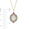 Thumbnail Image 3 of EFFY™ Collection Oval Opal, Multi-Gemstone and 0.15 CT. T.W. Diamond Double Frame Pendant in 14K Gold