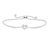 Diamond Accent Heart-Shaped Knot Bolo Bracelet in Sterling Silver - 9.5"