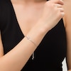 Thumbnail Image 1 of Diamond Accent Heart-Shaped Knot Bolo Bracelet in Sterling Silver - 9.5"